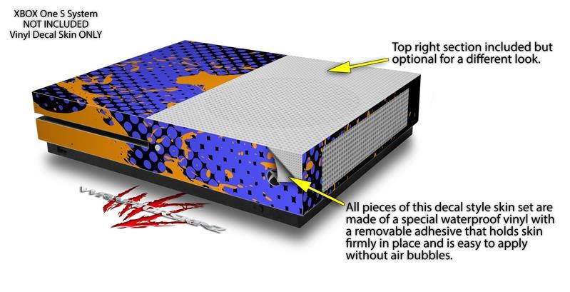 Halftone Splatter Orange Blue Skin Bundle Skin fits XBOX One S System