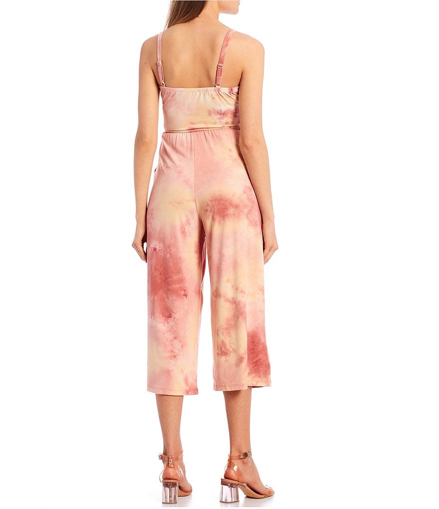Stilletto's Tie-Dye Faux Wrap Culotte Jumpsuit