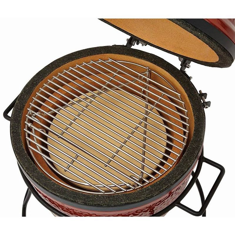 Kamado Joe Joe Jr. Portable Outdoor Ceramic Charcoal Grill & Sturdy Stand, Red