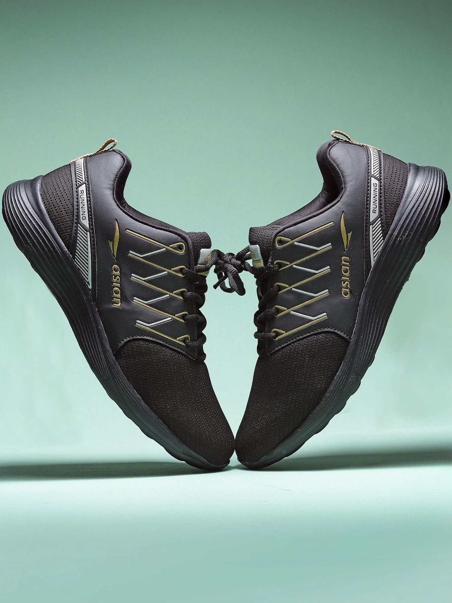 Asian Men's Black Running Shoes