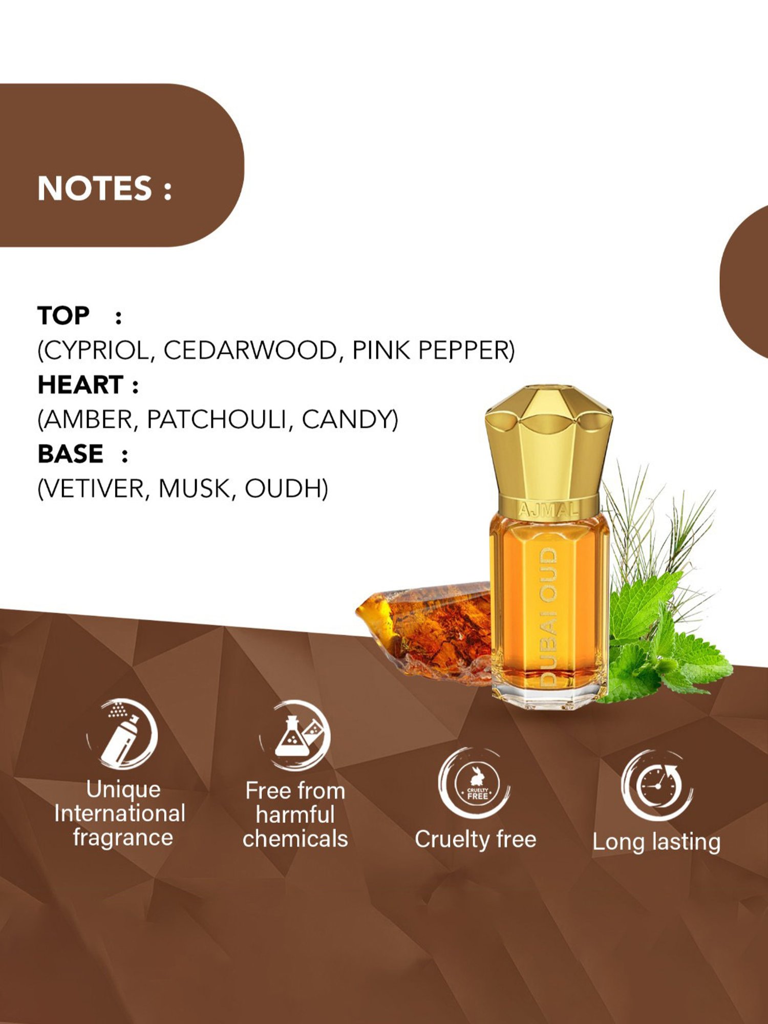 Ajmal Dubai Oud Concentrated Perfume for Unisex  - 5 ml