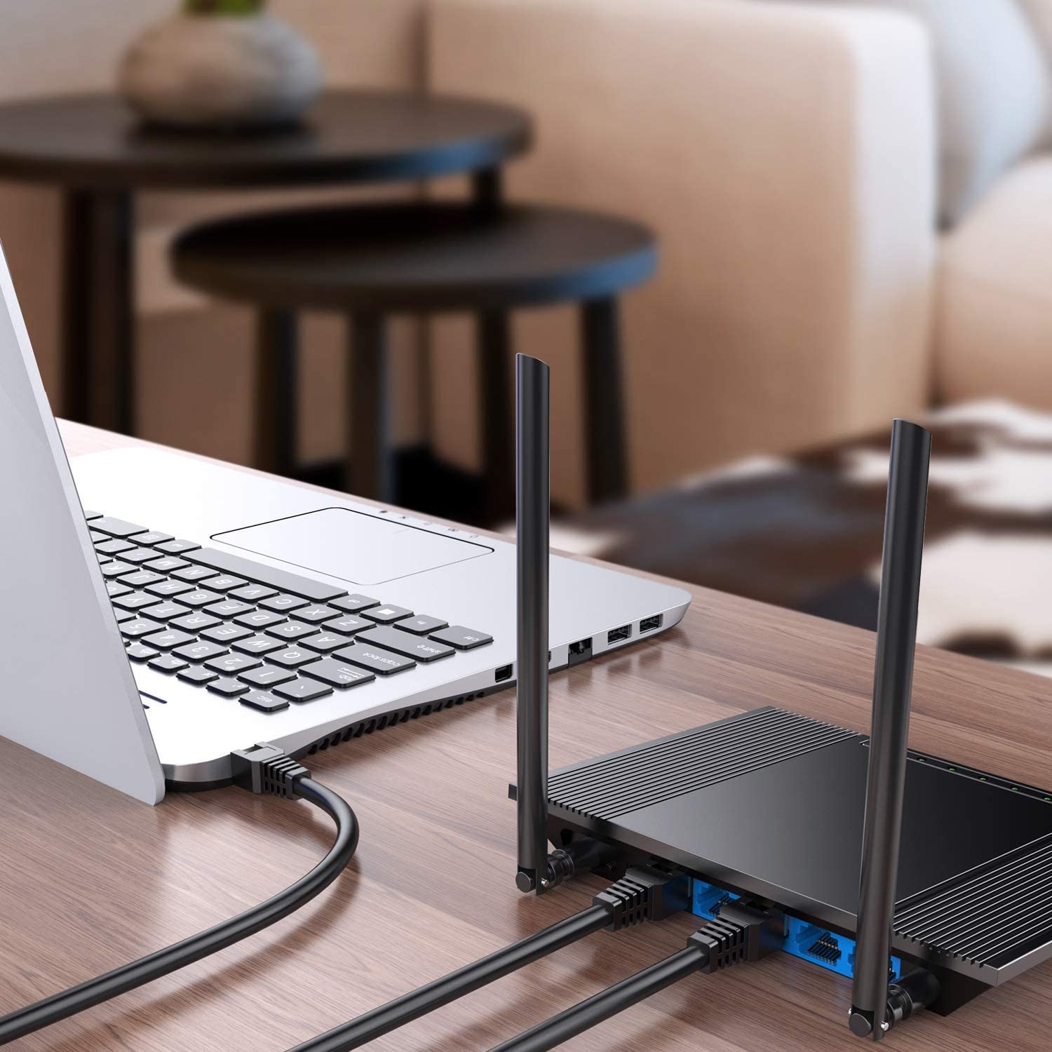 Cat8 Ethernet Cable,Outdoor&Indoor, 50 FT Heavy Duty High Speed 26AWG Cat8 LAN Network Cable 40Gbps, 2000Mhz with Gold Plated RJ45 Connector for router/gaming/Modem,Weatherproof fasrer than cat7 cat6