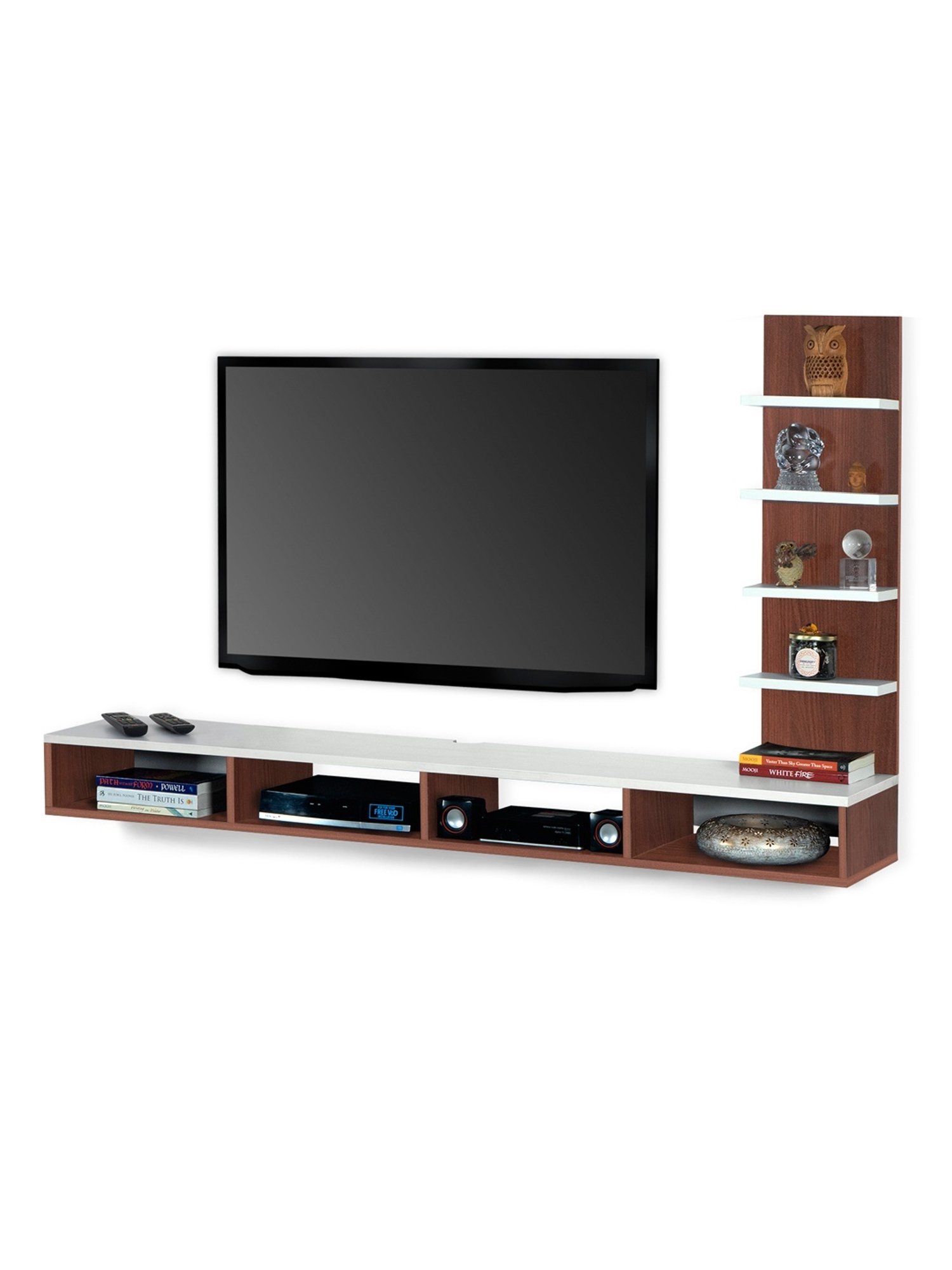 Delite Kom Luke Acacia Dark & White Engineered Wood TV Entertainment Unit