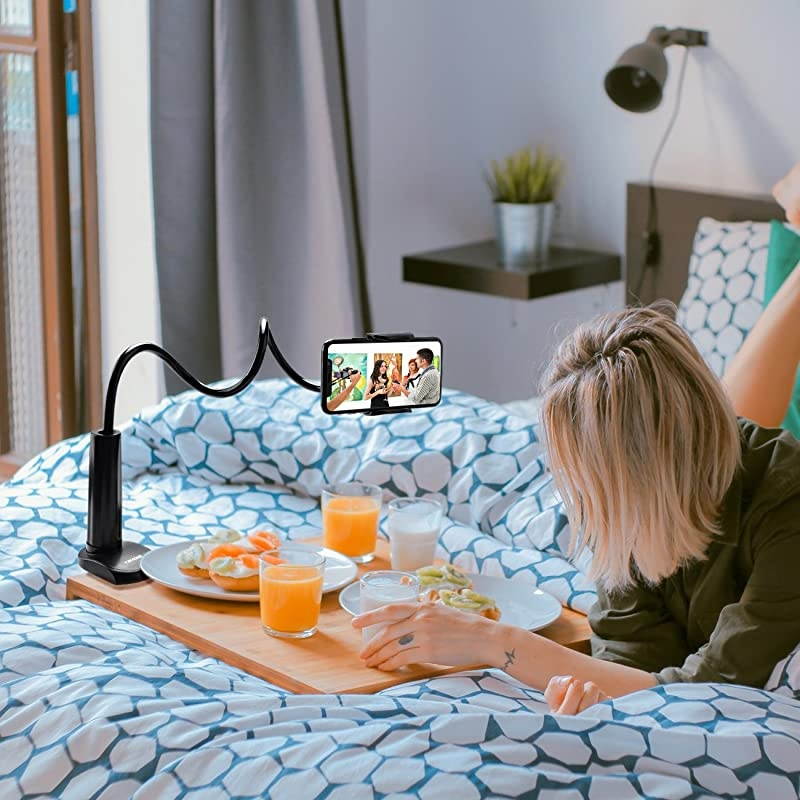 Gooseneck Phone Holder Flexible Long Arm Mount Stand Compatible with Smartphones Max Width 3in Overall Length 275inBlack