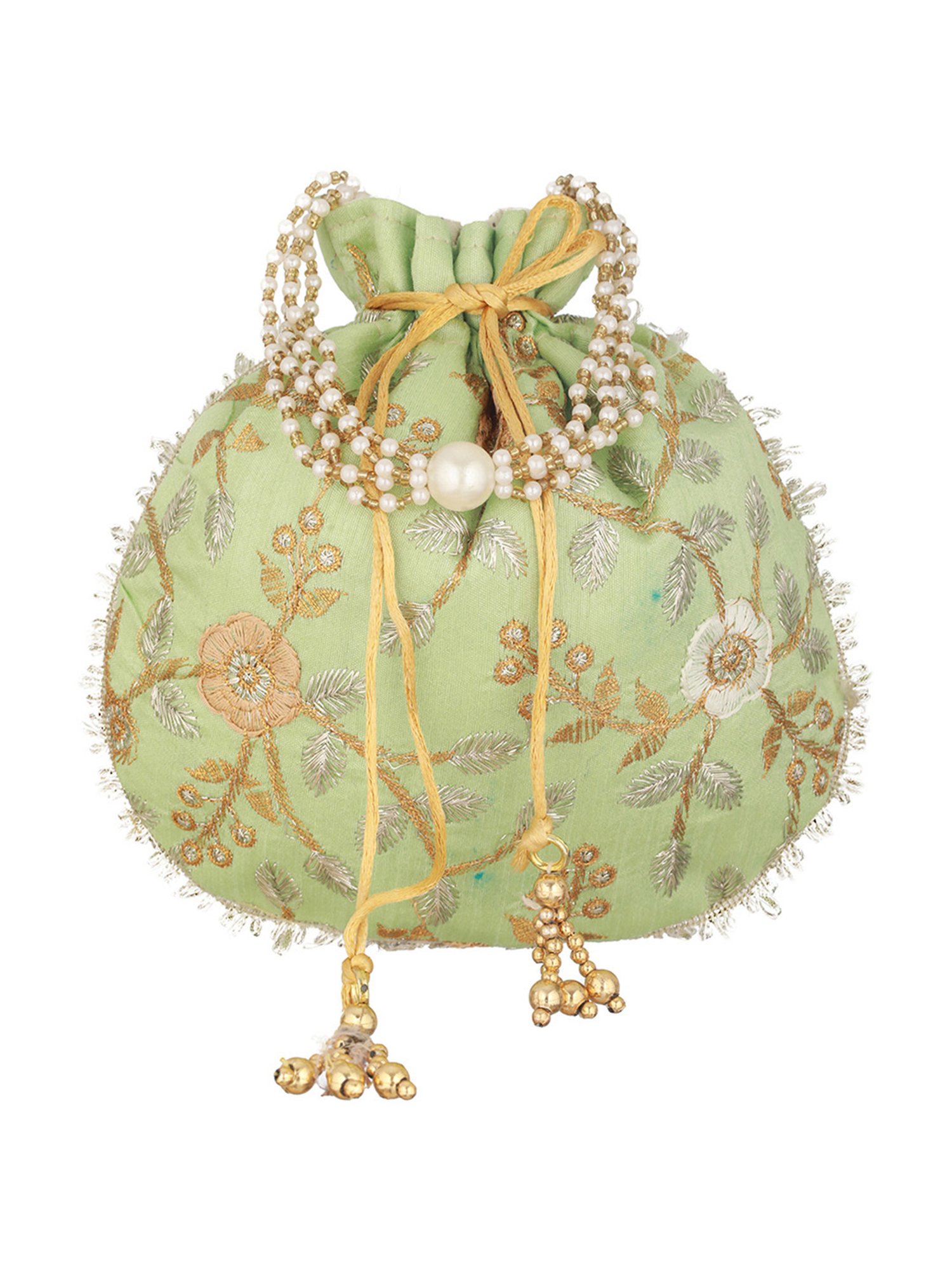 Aatmana Green & Gold Embellished Small Potli