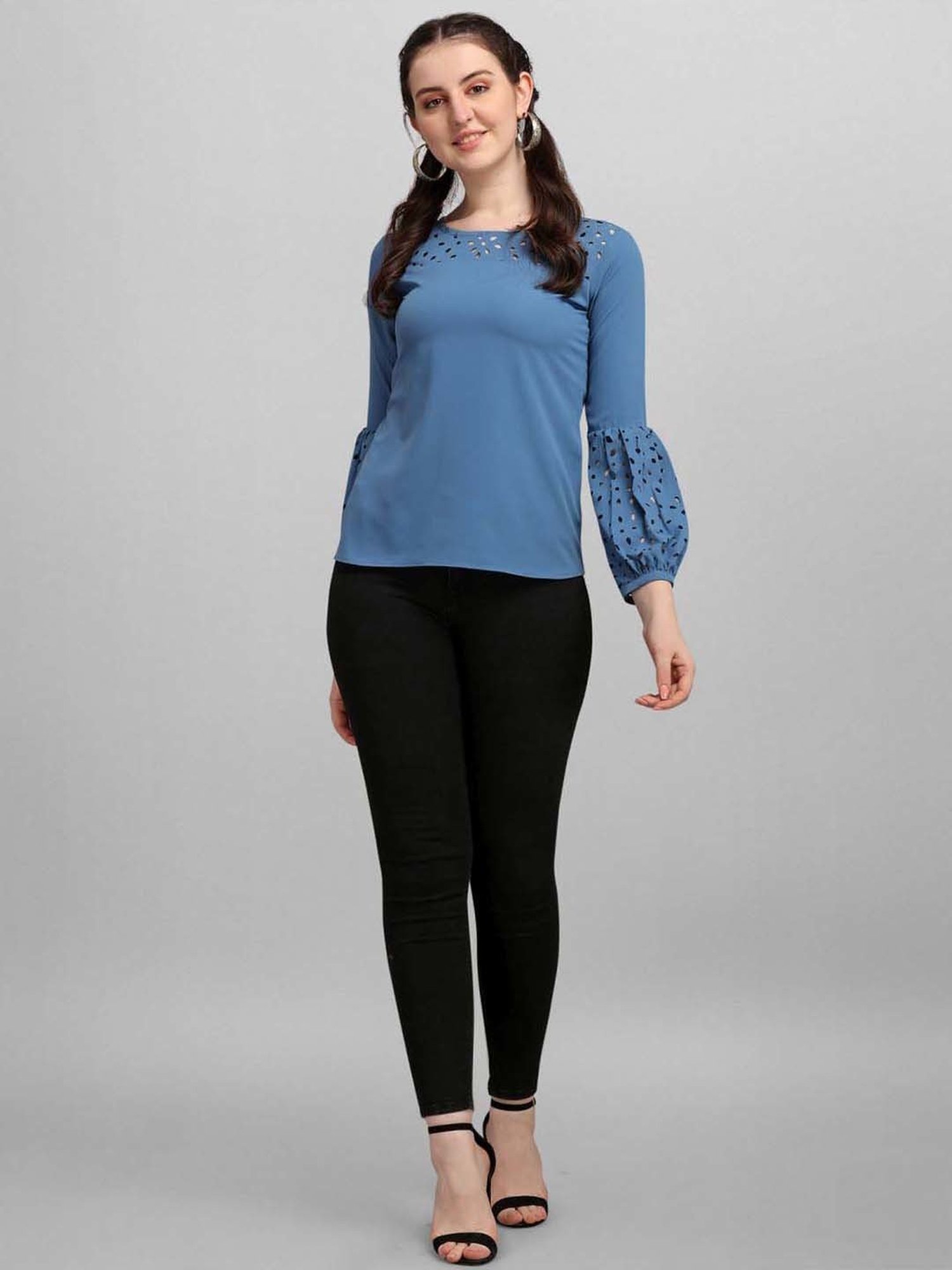 SELVIA Blue Regular Fit Top