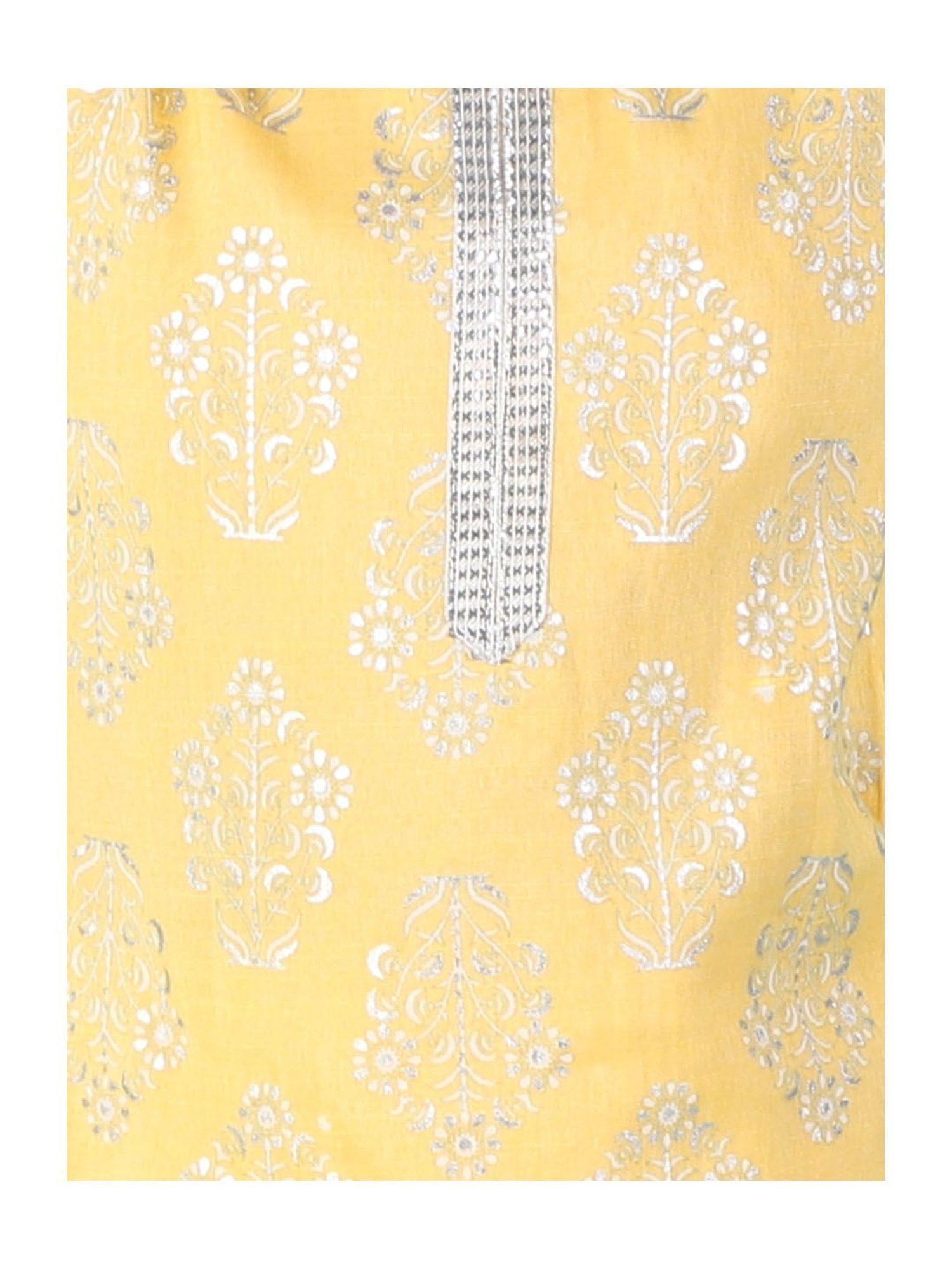 Lil Drama Kids Yellow Floral Print Full Sleeves Kurta with Sharara