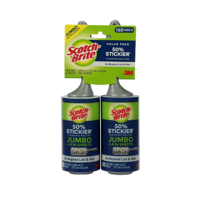 Scotch- Brite Extra Large Lint Rollers - 2pk, 80 Sheets