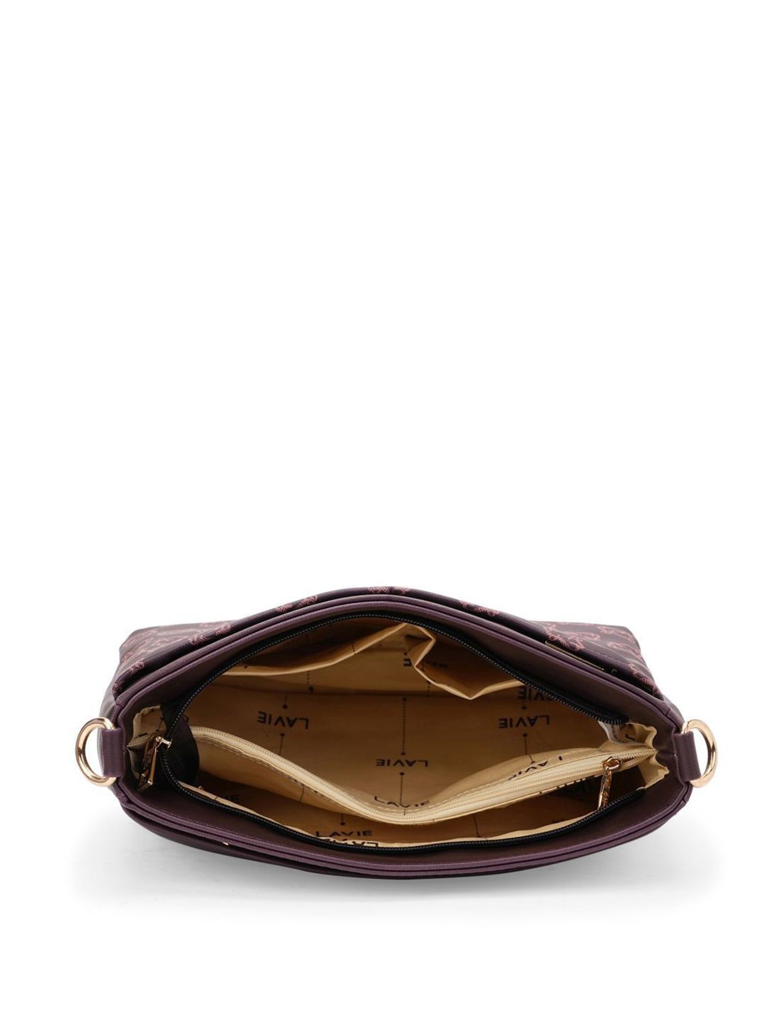 Lavie Mono Olivia Maroon Synthetic Printed Sling Handbag