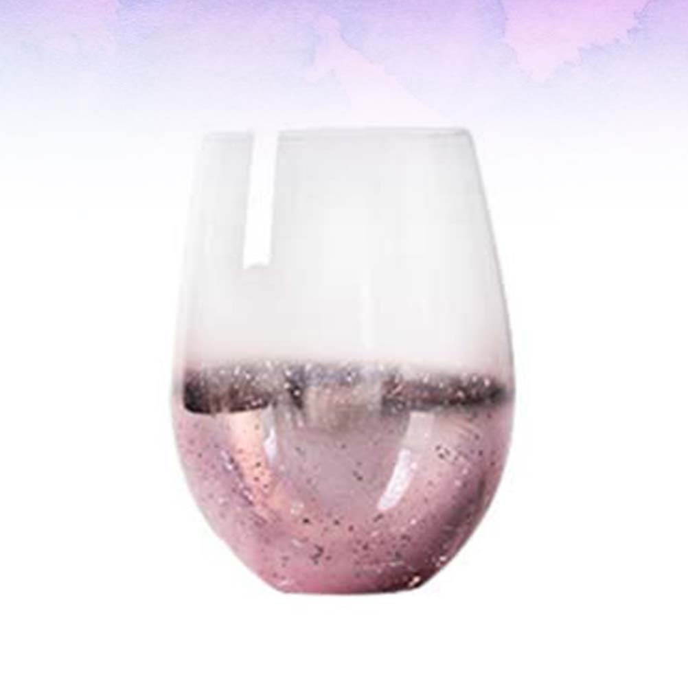 1pc 540ml Household Glass Egg Shape Starry Sky Water Cup Milkshake Cup for Home Retaurant Hotel Dessert Store (Golden)