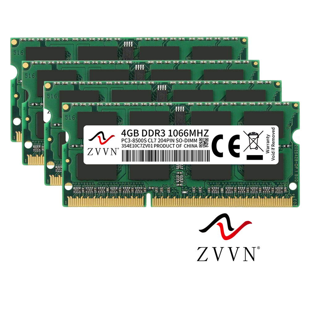 ZVVN 16GB Kit (4x 4GB) 204-Pin DDR3 SO-DIMM DDR3 1066 (PC3 8500) Laptop Notebook Memory Model 3S4E10C7ZV04