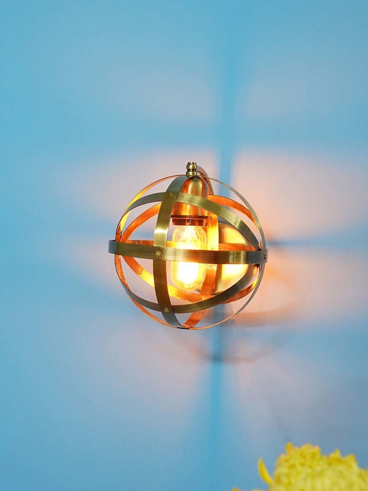 Fos Lighting 'Orb Cage' Antique Gold Steel Contemporary Wall Lamp - Set of 1