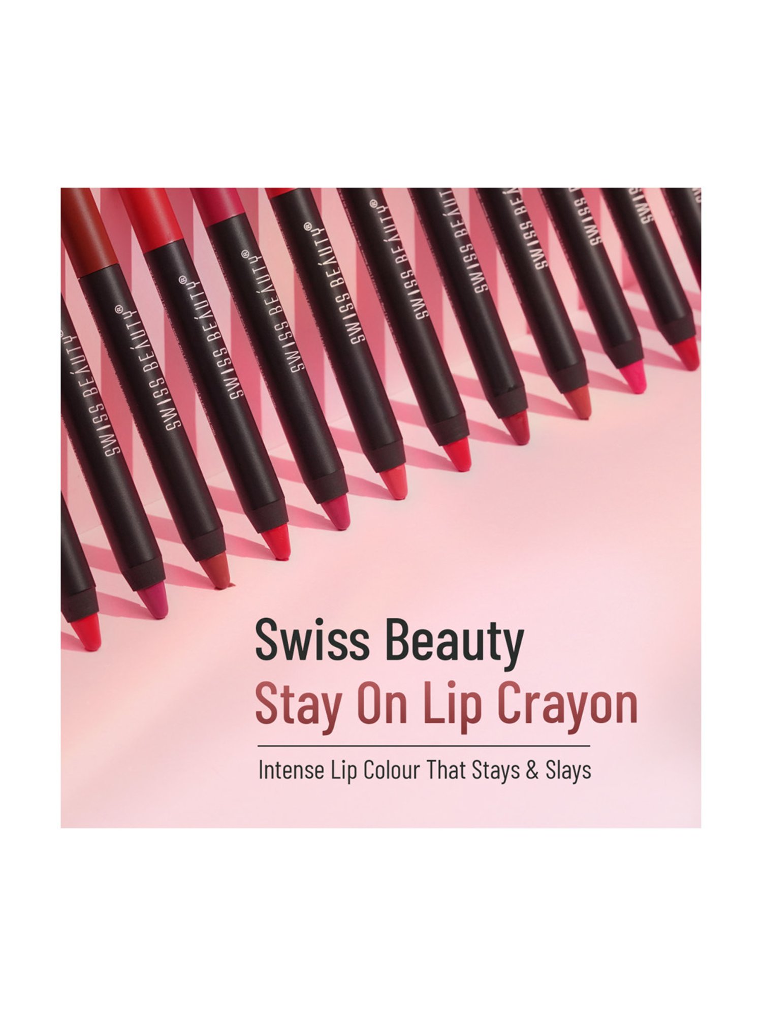 SWISS BEAUTY Non Transfer Matte Crayon Lipstick Red letter - 3.5 gm