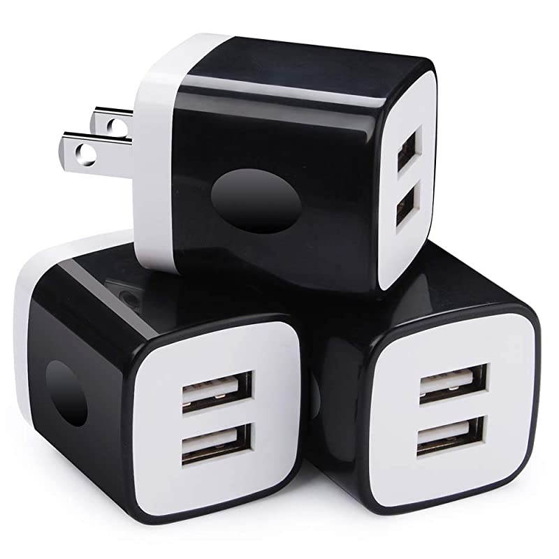 Wall ChargerPhone Charging Block3Pack 21A Dual Port Wall Plug Head Travel Adapter Cube Compatible iPhone 11 Pro Max XS XR X 8 7 6 PlusSamsung Galaxy A11 S20 S20+ S10e S10 S9 Note 10 10+ 9 8