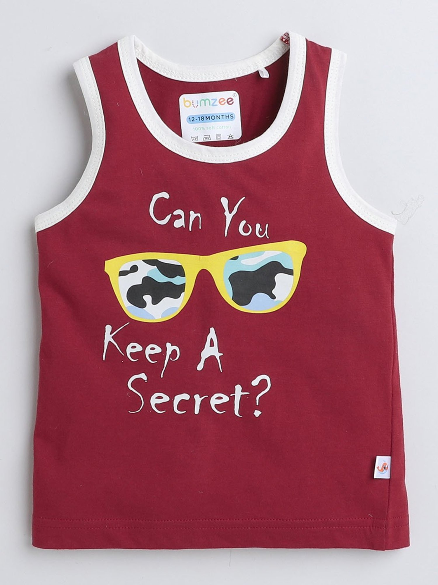 Bumzee Kids Maroon & White Printed T-Shirt with Shorts
