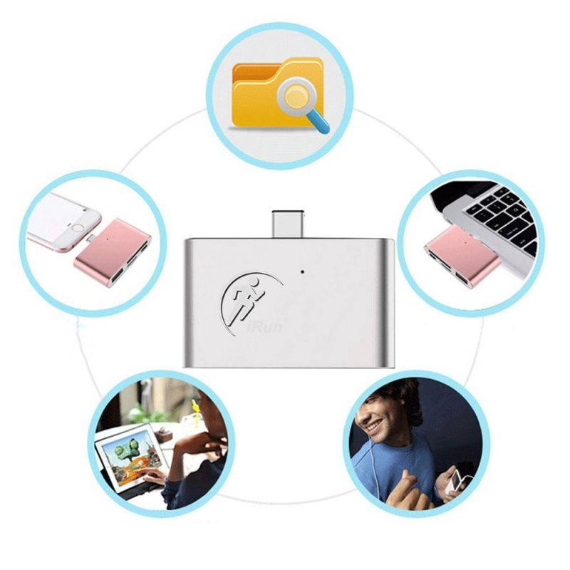 USB Type-C Memory Card Reader OTG Adapter, Multi-Functional Card Reader HUB Reversible Portable PD Charging for Apple MacBook, Huawei MateBook, Xiaomi Tablet 2 (Silver)