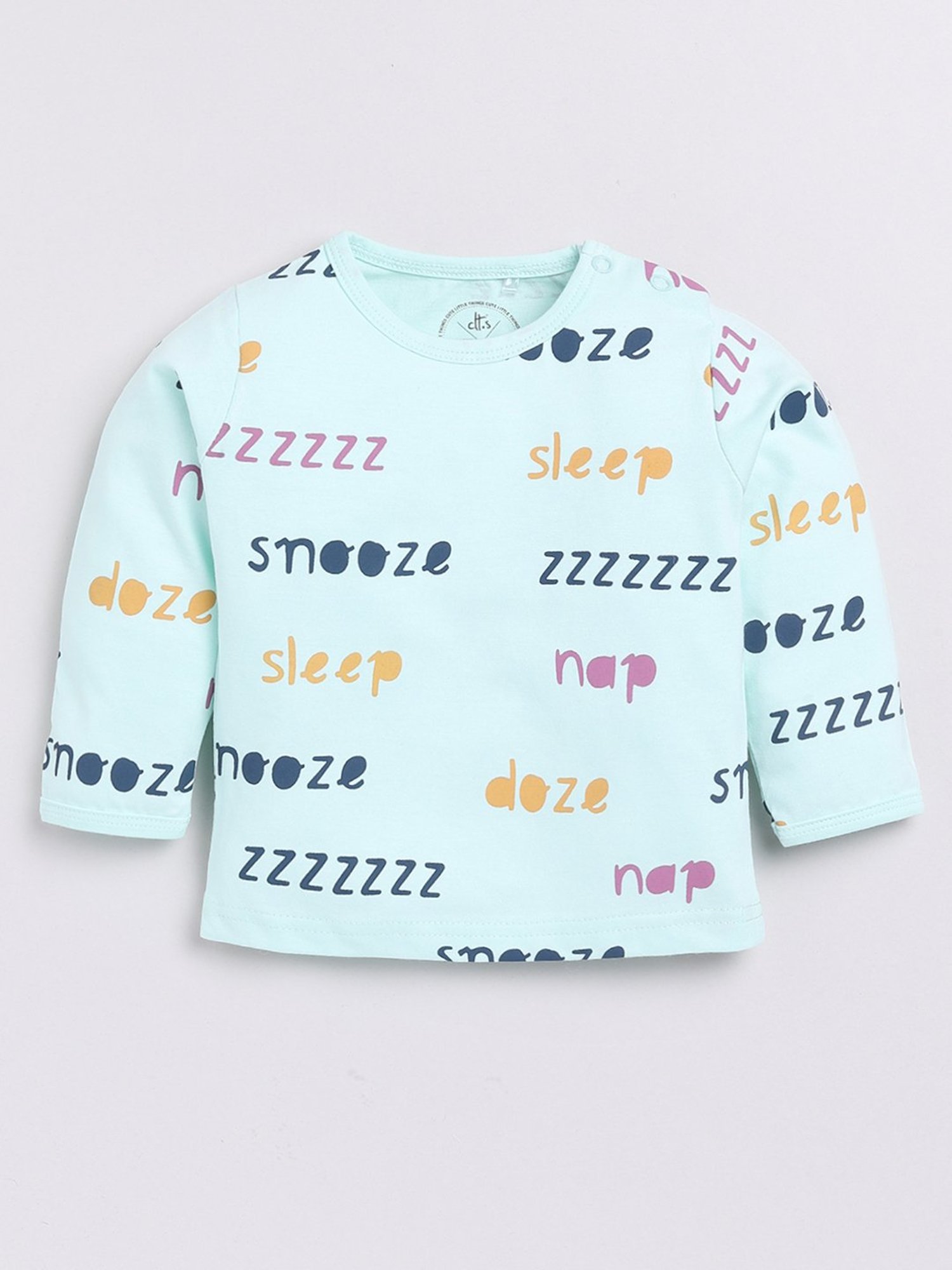 Clt.s Unisex Mint Green Printed Full Sleeves T-Shirt With Pyjamas