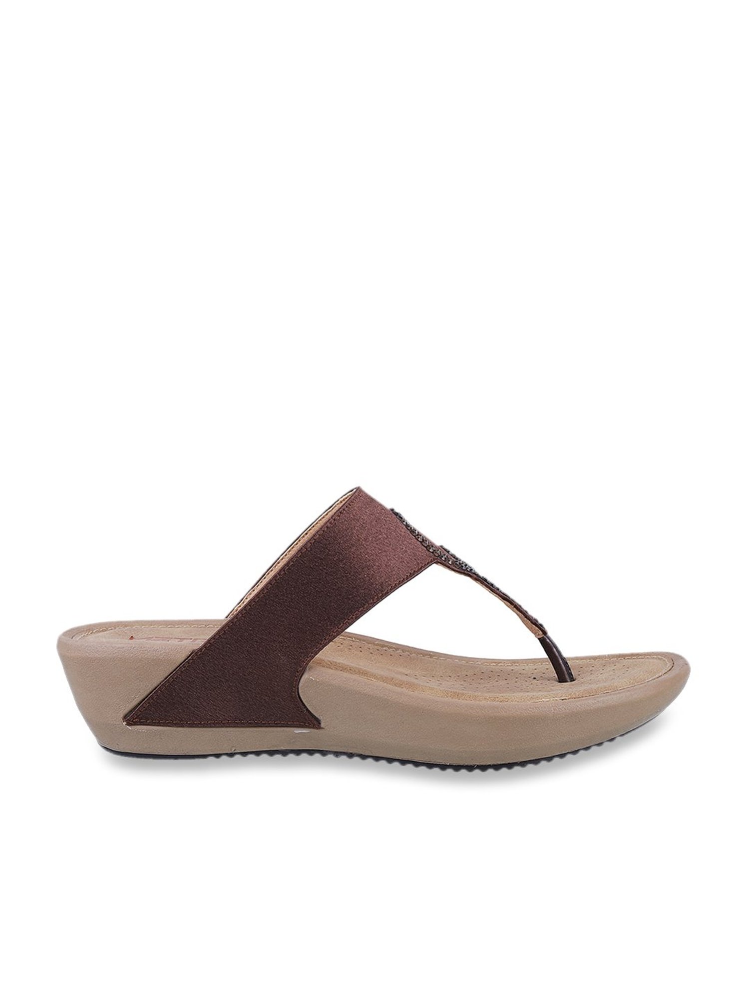 Metro Women's Brown T-Strap Wedges