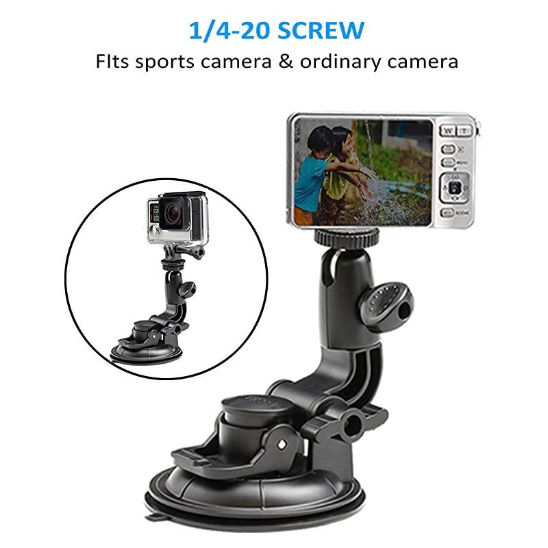 Suction Camera Mount with 14 Thread Metal Clamp