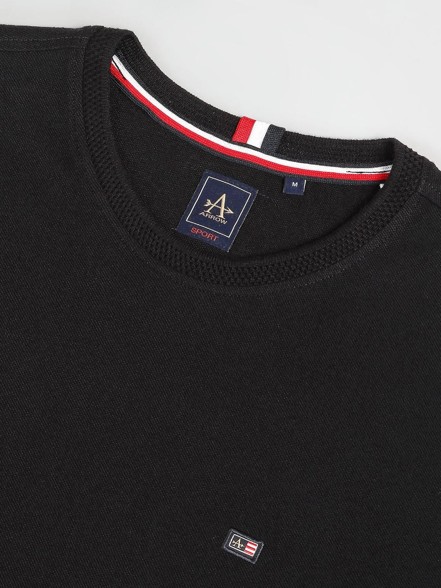 Arrow Sport Black Cotton Regular Fit T-Shirt