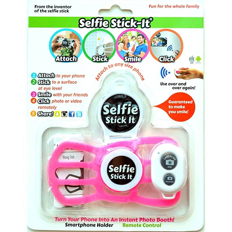 Free Anti Gravity Universal Phone Holder That Sticks to Anything, Take The Perfect Selfie, Mount on Any Surface and Watch Videos or TikTok, Includes Bonus Bluetooth Remote for Photos (Pink)