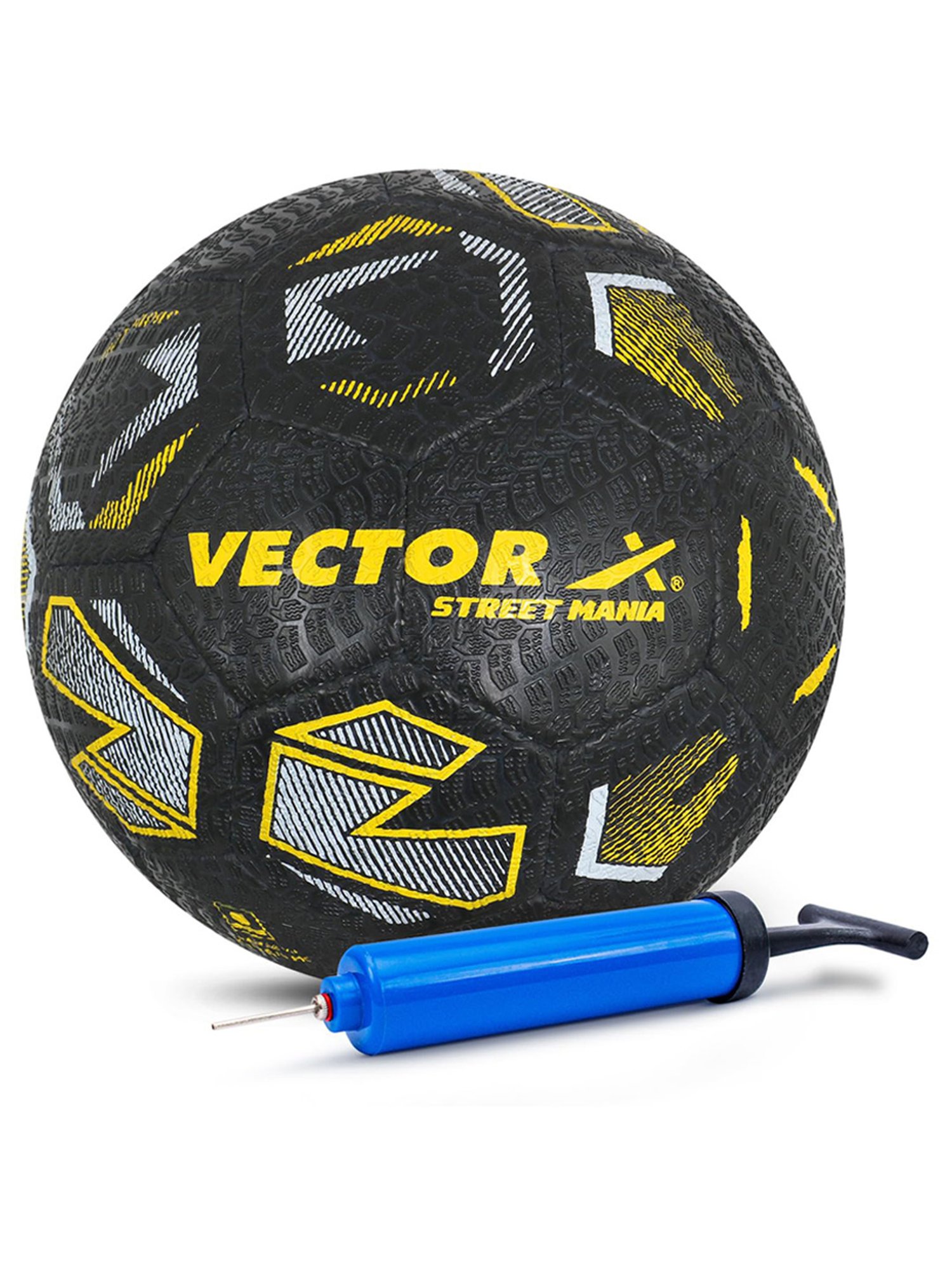 Vector X STREET-MANIA Football with Pump (Black & Yellow) Size - 5