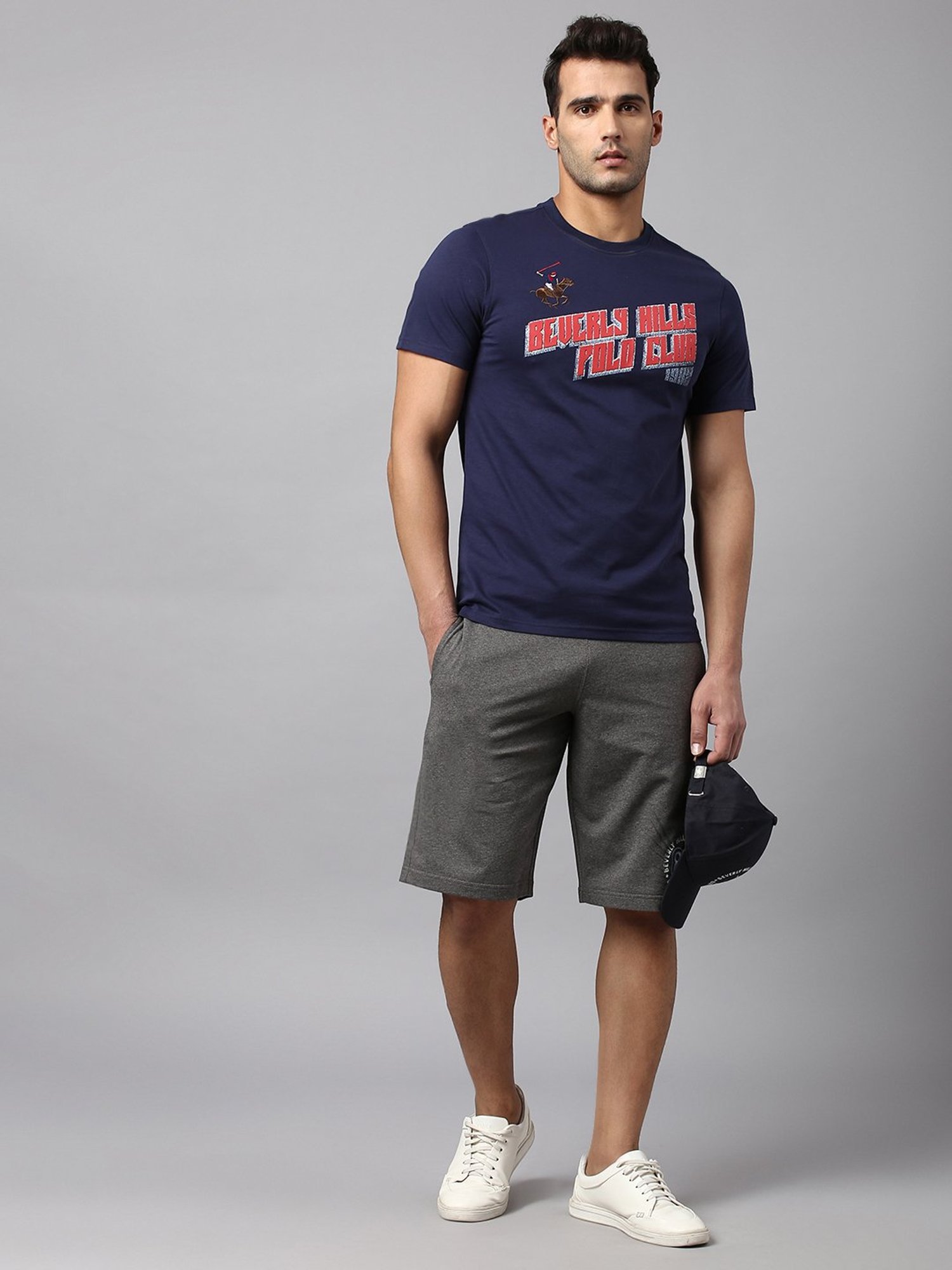Beverly Hills Polo Club Navy Regular Fit Cotton Crew T-Shirt