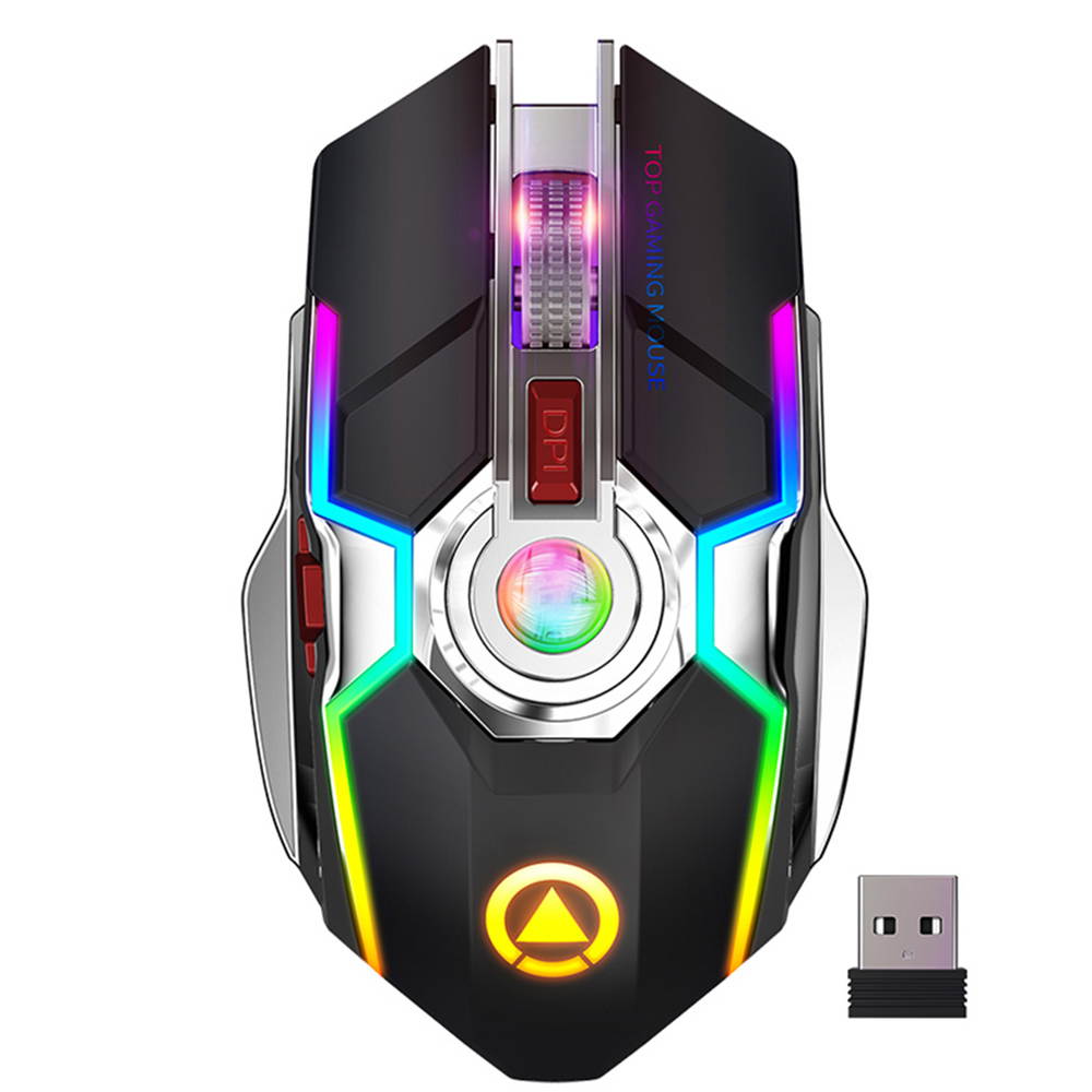 Gaming Mice Rechargeable Wireless Mouse Silent Ergonomic 7 Keys RGB Backlit 1600 DPI LED Backlit Mouse for Computer PC