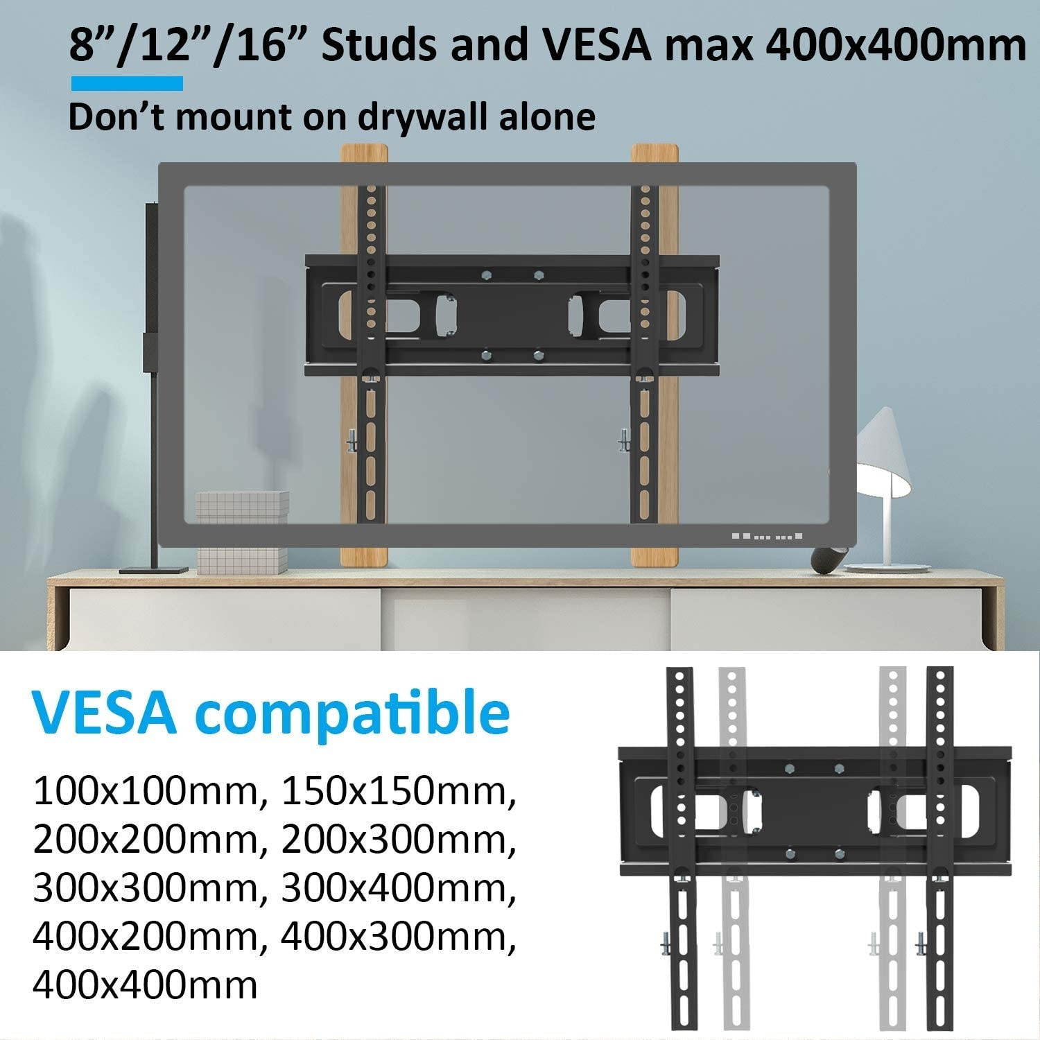 Full Motion TV Wall Mount with Height Setting,  TV Bracket Fits Most 27-65 Inch LED Flat&Curved TVs,Articulating Swivel Tilt Dual Arms Extension Max VESA 400x400mm and Holds up to 121 LBS