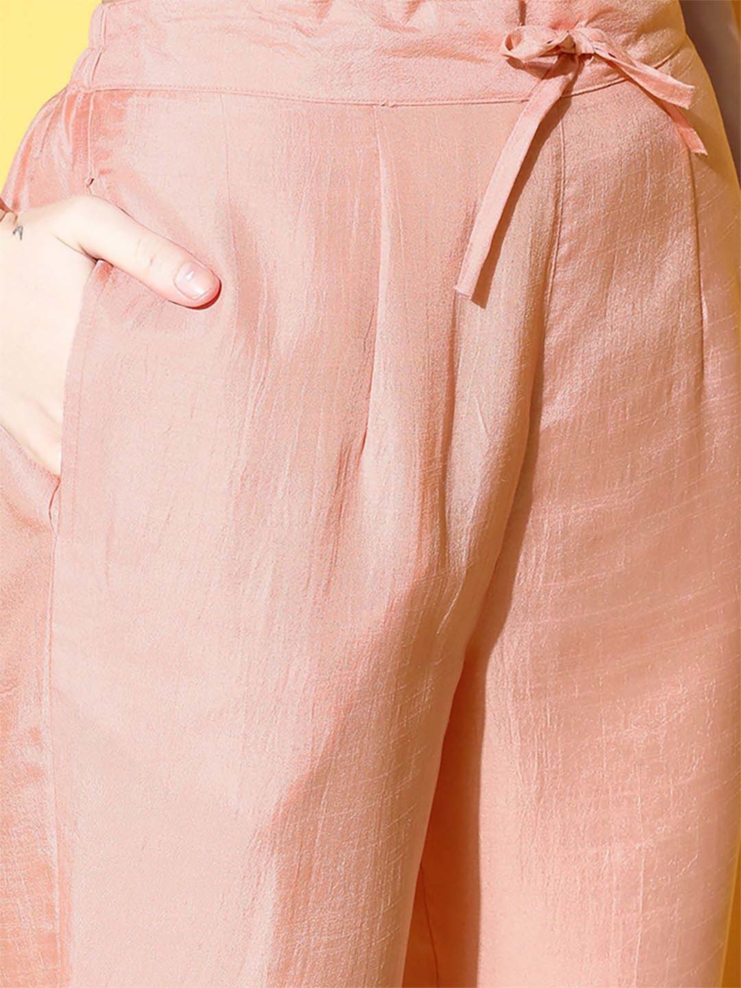 Ishin Peach Embellished Kurta & Pant Set With Dupatta