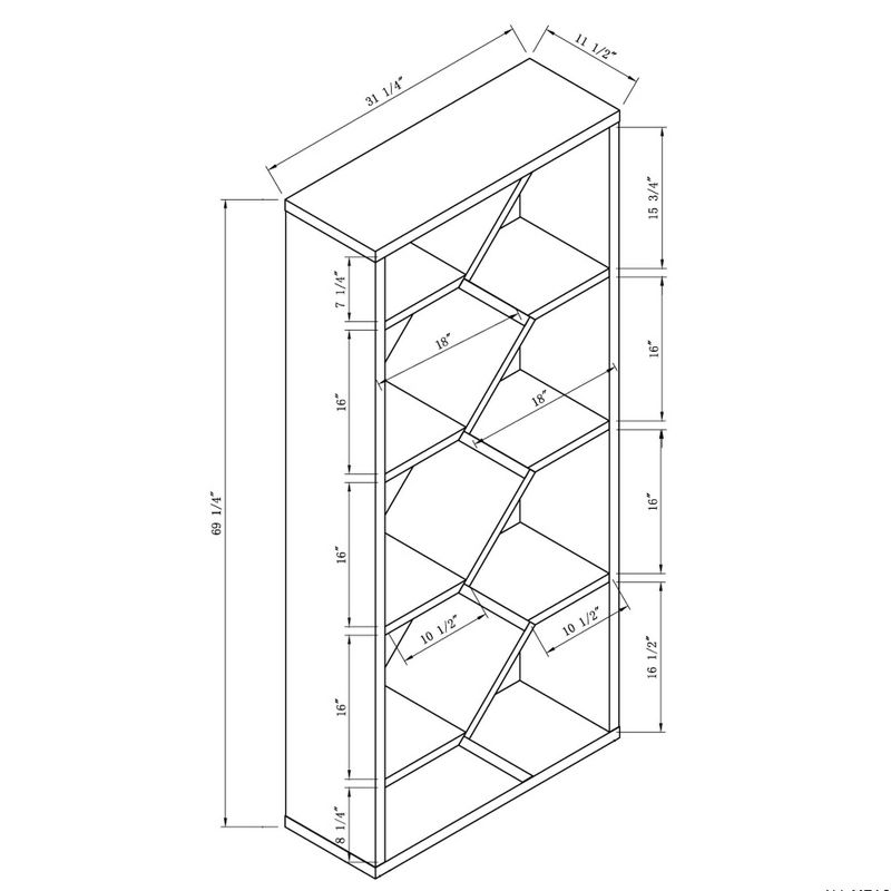 69" Achna 9 Shelf Bookshelf Black/Dark Walnut - miBasics