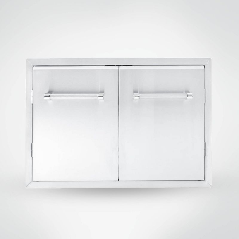 KitchenAid 33" Outdoor Kitchen Built-In Grill Cabinet Double Access Door - Silver