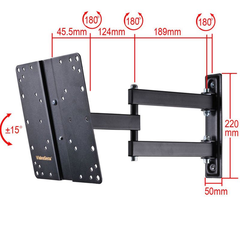 VideoSecu Tilt Swivel TV Wall Mount for 22 24 26 27 28 29 30 32 37 39 40 inch Samsung VIZIO Insignia AOC JVC LCD LED TV Monitor Bracket with VESA 200x200, loading 44lbs, Heavy Duty/ Long Extension B65