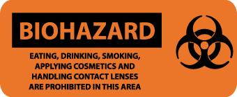 NMC SA186R-BIOHAZARD, EATING DRINKING SMOKING APPLYING COSMETICS.. (W/GRAPHIC), 7X17, RIGID PLASTIC (1 EACH)