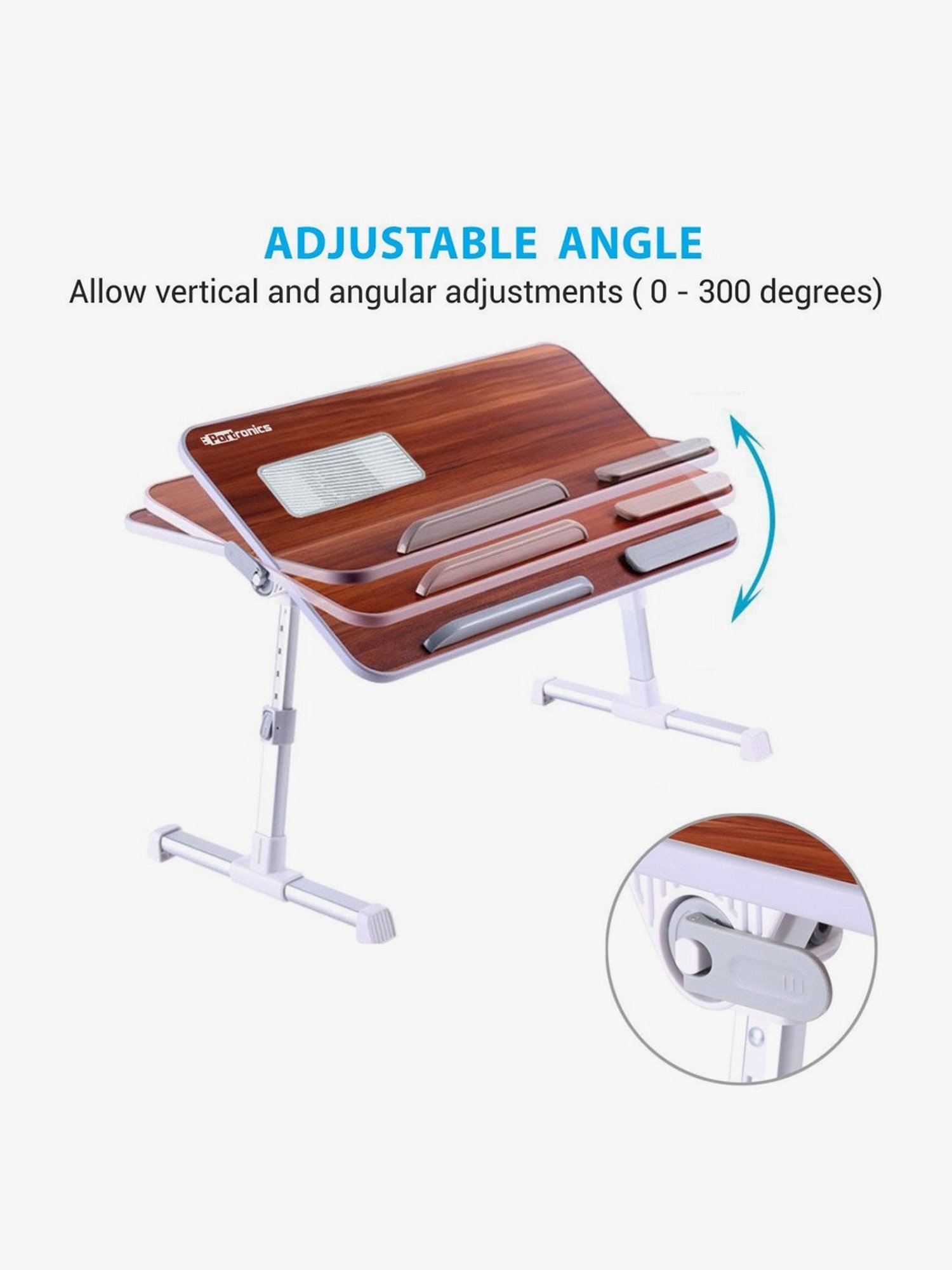 Portronics My Buddy + POR-895 Portable Laptop Stand with Cooling Fan (Brown)