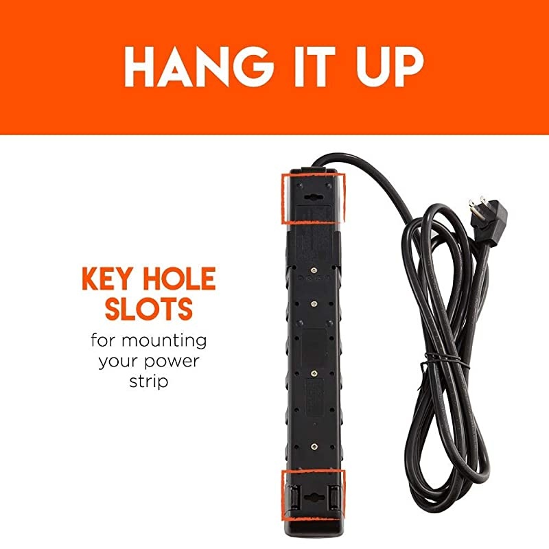 Power Strip Surge Protector with 8 RotatingOutlets Cable Management Flat Plug amp Fireproof MOV 2160 Joules of Surge Protection Expand Outlet Capacity amp Keep Your Gear Safe