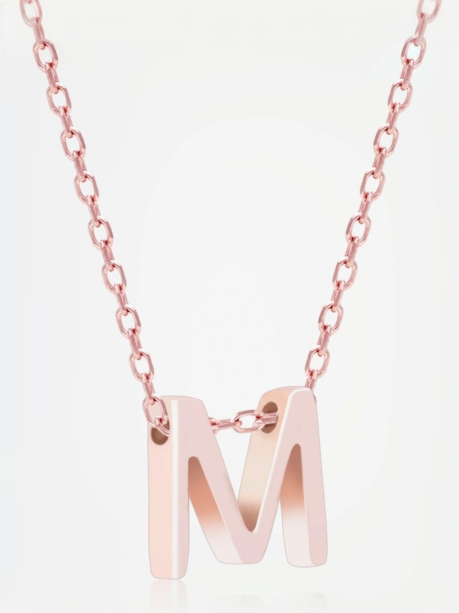 Touch925 Sterling Silver Majestic M Initial Rose Gold Chain Pendant