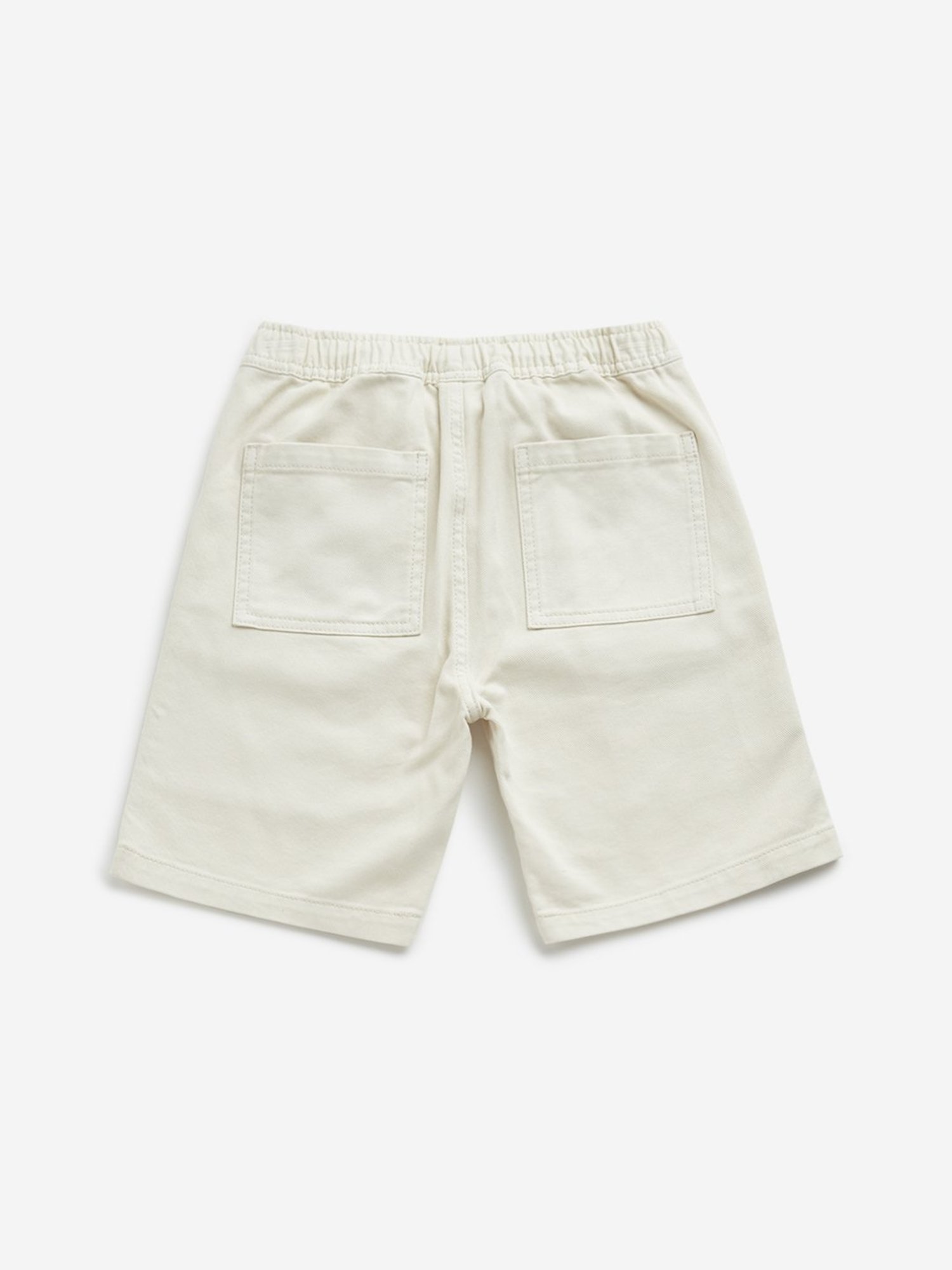HOP Kids by Westside Off-White Mid-Rise Cargo-Style Denim Shorts