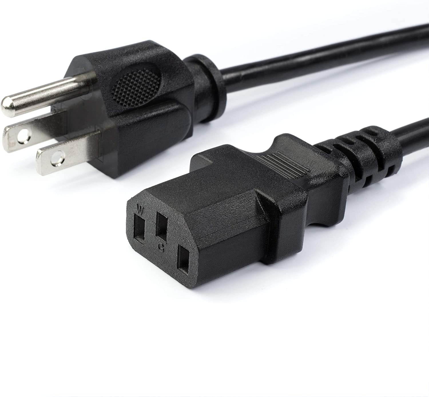AC Power Cord (3 Prong) | 4 Feet, Black | Premium Quality Copper Wire Core - Computer, Medical, Server & Desktop - NEMA 5-15 to C13 / IEC 320 - UL Listed Power Cable