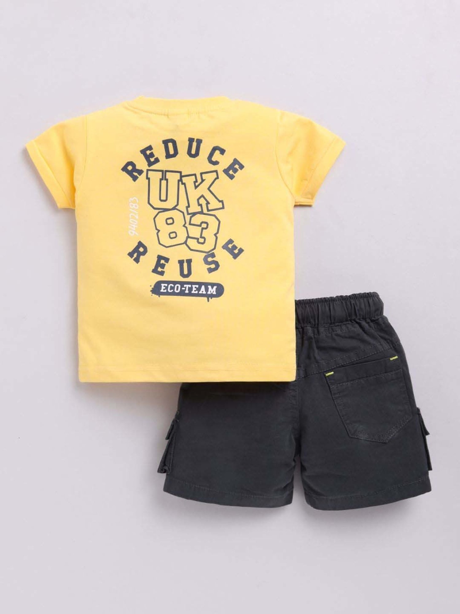 UNO KIDS Boys Yellow & Black Printed Top & Short sets