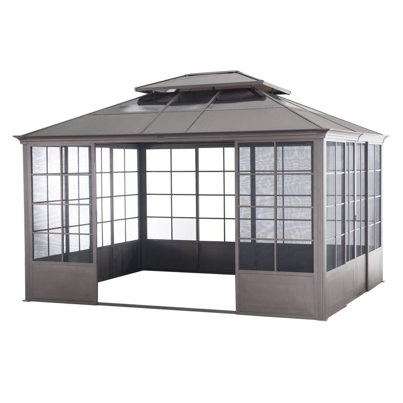 Sierra 12' X 14' Steel Frame Gazebo With Sliding Doors - Sunjoy