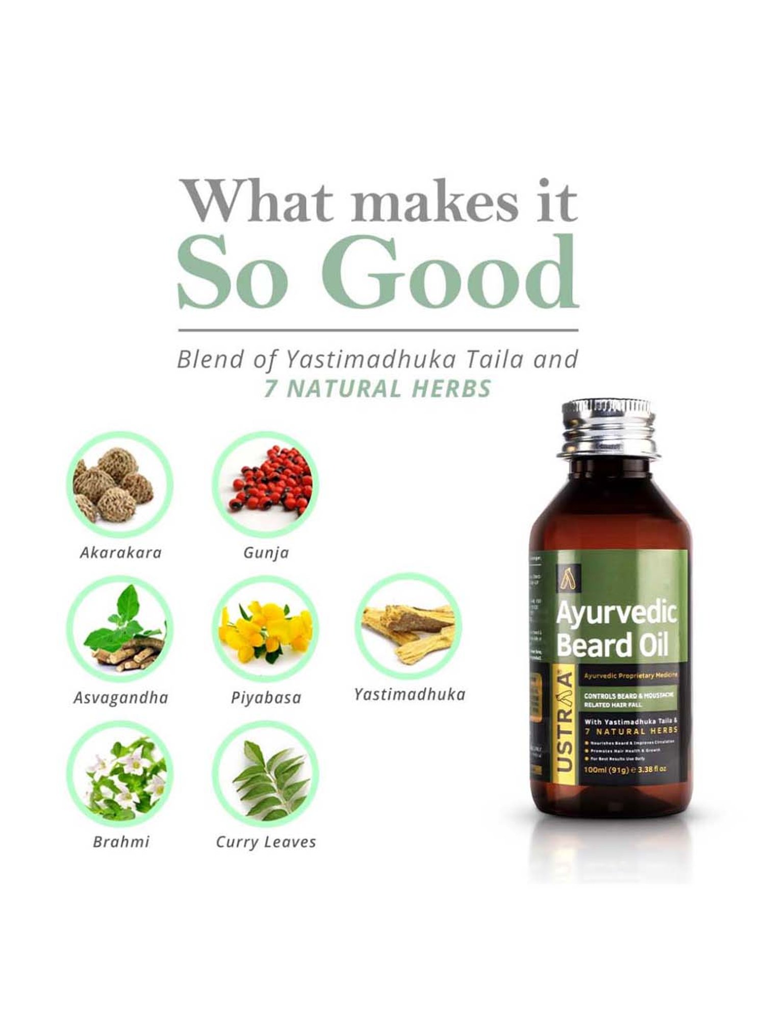 Ustraa Ayurvedic Beard Growth Oil & Hair Growth Vitalizer Combo