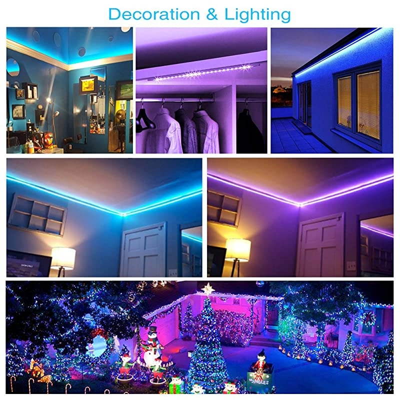 Led Strip Lights 328ft Waterproof Flexible Tape Lights Color Changing 5050 RGB 300 LEDs Light Strips Kit with 44 Keys IR Remote Controller and 12V Power Supply for Home Bedroom Kitchen