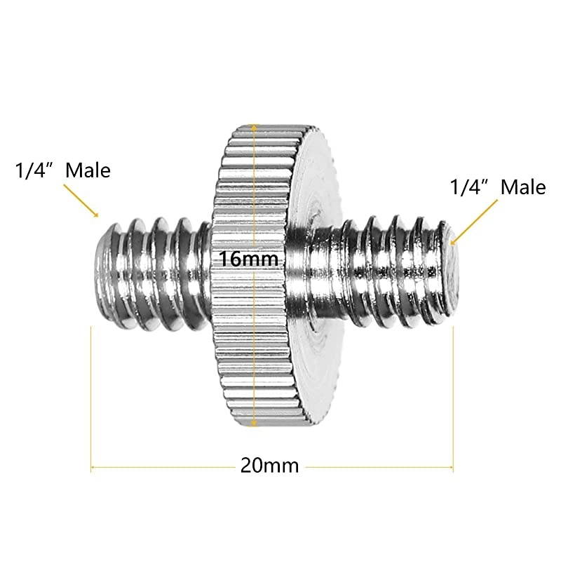 Pack International Standard 14quot20 Male to 14quot20 Male Threaded Tripod Screw Adapter Standard Tripod Mounting Thread Camera Screw Adapter ConverterPrecision Made