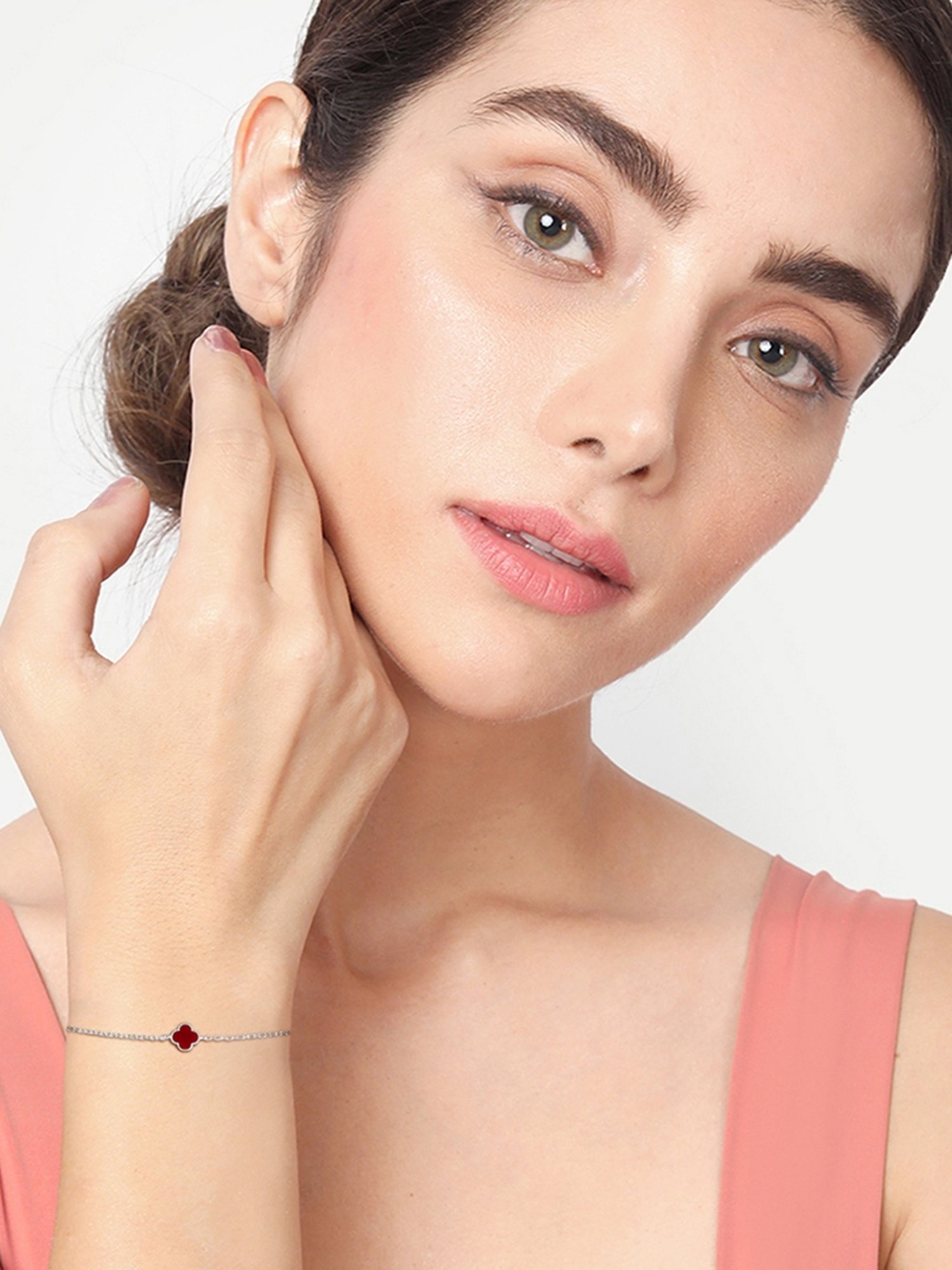 The Real Effect London Sonah Silver with Red Enamel Bracelet