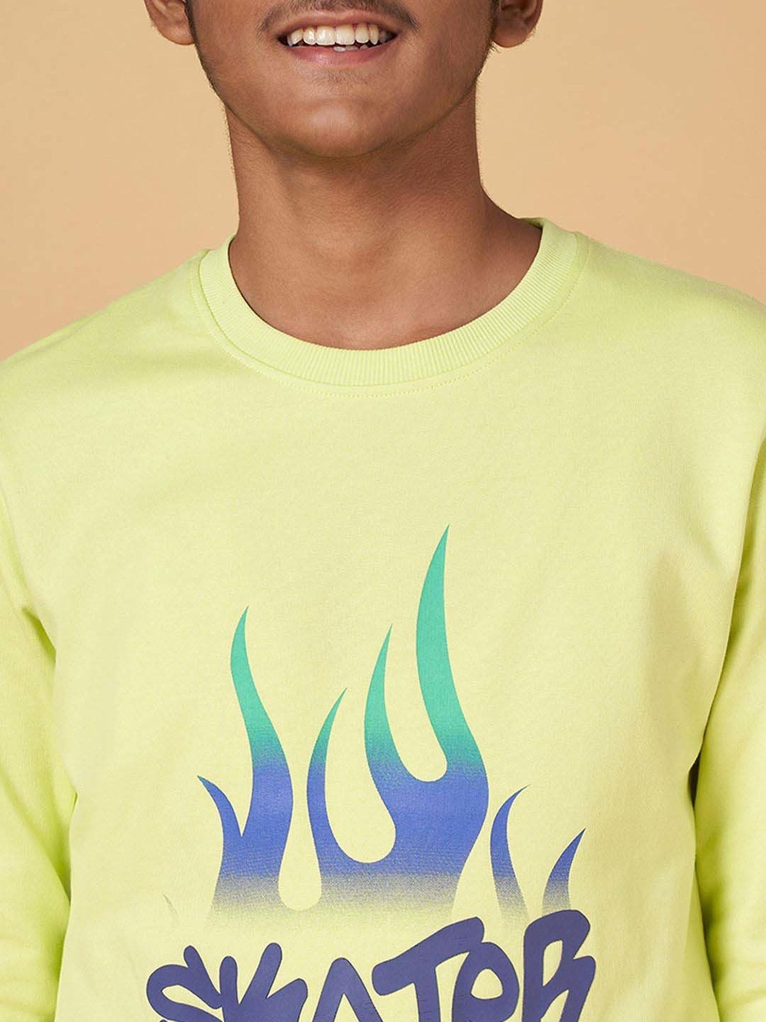 Coolsters by Pantaloons Kids Green Cotton Printed Full Sleeves Sweatshirt