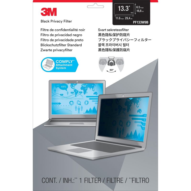 3M Data Products Blackout Frameless Privacy Filter For 13.3" Widescreen Notebook 16:9 PF133W9