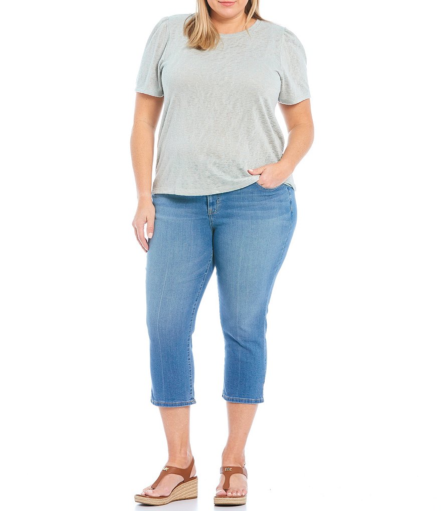 Code Bleu Plus Size Classic Straight Leg Capri Jeans