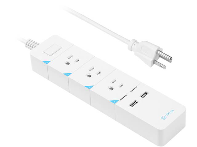 LITEdge Smart Power Strip, Wi-Fi Accessible 3 AC Outlets 2 USB Ports, Surge Protected