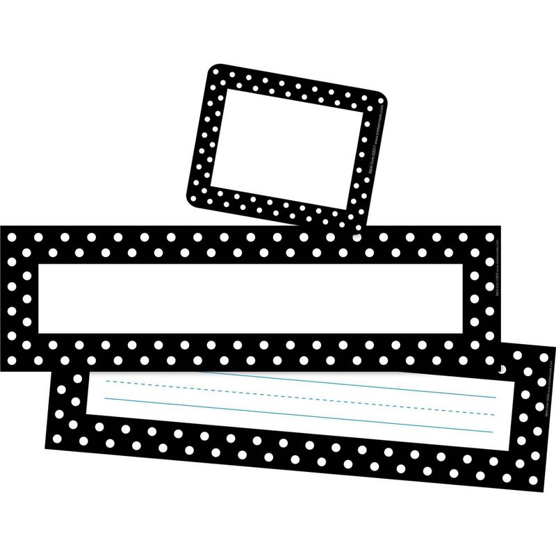 Black & White Dots Name Tag, Bulletin Board Signs and Name Plate Set - Barker Creek